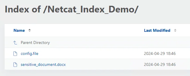 Example of a an automatically generated directory listing