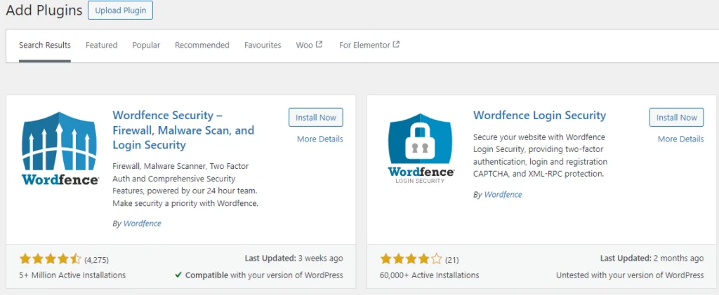 Wordfence Plugins to be installed in WordPress